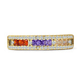 Half Eternity Band 4.6mm Princess Cut Multicolor Cubic Zirconia 925 Sterling Silver