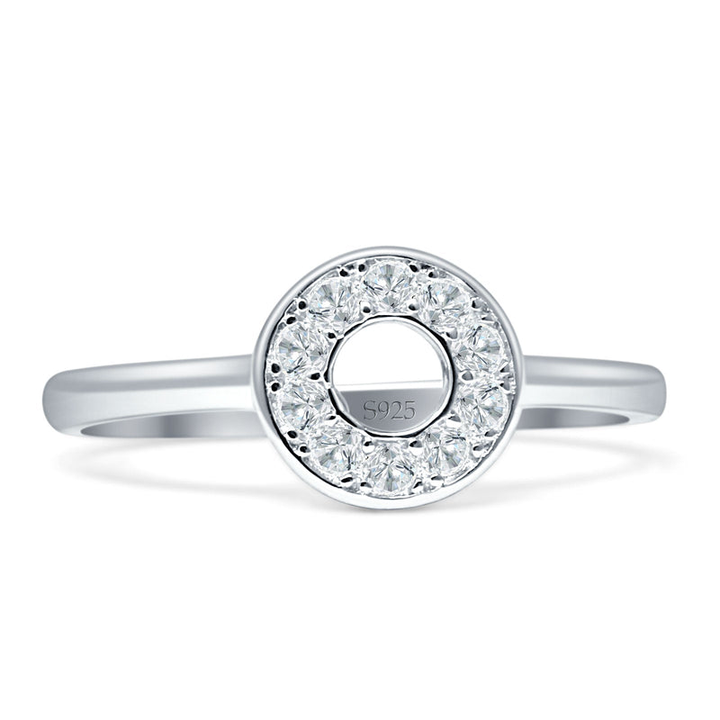 Minimalist 8mm Open Circle Ring Cubic Zirconia 925 Sterling Silver