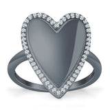 Heart 20.4mm Halo Cubic Zirconia Promise Ring 925 Sterling Silver