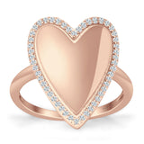 Heart 20.4mm Halo Cubic Zirconia Promise Ring 925 Sterling Silver