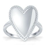 Heart 20.4mm Halo Cubic Zirconia Promise Ring 925 Sterling Silver