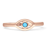 Art Deco 5.4mm Turquoise Evil Eye Ring 925 Sterling Silver