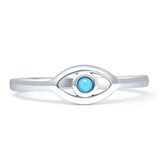 Art Deco 5.4mm Turquoise Evil Eye Ring 925 Sterling Silver