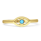 Art Deco 5.4mm Turquoise Evil Eye Ring 925 Sterling Silver