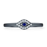 Evil Eye Rings Blue Sapphire CZ & Cubic Zirconia Vintage Style 925 Sterling Silver