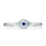 Evil Eye Rings Blue Sapphire CZ & Cubic Zirconia Vintage Style 925 Sterling Silver