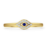 Evil Eye Rings Blue Sapphire CZ & Cubic Zirconia Vintage Style 925 Sterling Silver