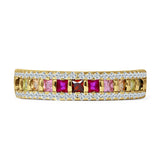 Half Eternity Band 4.6mm Baguette Multicolor Cubic Zirconia 925 Sterling Silver