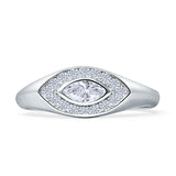 Art Deco Marquise Cubic Zirconia Evil Eye Ring 925 Sterling Silver