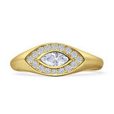 Art Deco Marquise Cubic Zirconia Evil Eye Ring 925 Sterling Silver