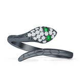 Minimalist 10mm Snake Ring Cluster Cubic Zirconia 925 Sterling Silver