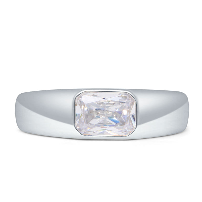 Radiant Cut 5.5mm Solitaire Cubic Zirconia Ring 925 Sterling Silver