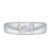 Radiant Cut 5.5mm Solitaire Cubic Zirconia Ring 925 Sterling Silver