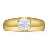 Minimal 7mm Octagonal Cubic Zirconia Solitaire Ring 925 Sterling Silver