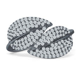 Leaf 10mm Bypass Ring Cluster Cubic Zirconia 925 Sterling Silver