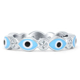 Minimal 4.4mm Evil Eye Ring Cubic Zirconia Good Luck 925 Sterling Silver