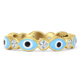 Minimal 4.4mm Evil Eye Ring Cubic Zirconia Good Luck 925 Sterling Silver