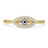 Minimal 5.5mm Good Luck Evil Eye Ring Cubic Zirconia 925 Sterling Silver