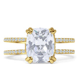 Vintage Style 10mm Cushion Cut Cubic Zirconia Art Deco Ring 925 Sterling Silver