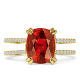 Vintage Style 10mm Cushion Cut Garnet CZ Art Deco Ring 925 Sterling Silver