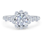 Vintage Style Round Natural Stone Flower Ring