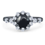 Vintage Style Round Natural Stone Flower Ring