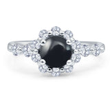 Vintage Style Round Natural Stone Flower Ring
