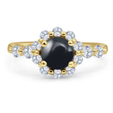 Vintage Style Round Natural Stone Flower Ring