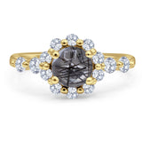 Vintage Style Round Natural Stone Flower Ring