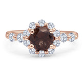 Vintage Style Round Natural Stone Flower Ring