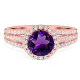 Art Deco Round Natural Stone Stackable Ring