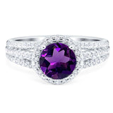 Art Deco Round Natural Stone Stackable Ring