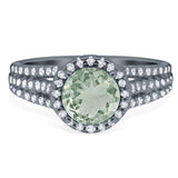 Art Deco Round Natural Stone Stackable Ring