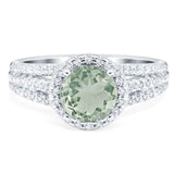 Art Deco Round Natural Stone Stackable Ring