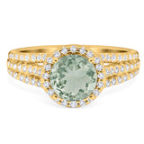 Art Deco Round Natural Stone Stackable Ring