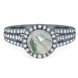 Art Deco Round Natural Stone Stackable Ring