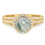 Art Deco Round Natural Stone Stackable Ring