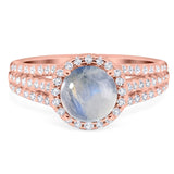 Art Deco Round Natural Stone Stackable Ring