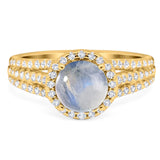 Art Deco Round Natural Stone Stackable Ring