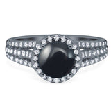 Art Deco Round Natural Stone Stackable Ring