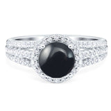 Art Deco Round Natural Stone Stackable Ring