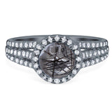 Art Deco Round Natural Stone Stackable Ring