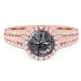 Art Deco Round Natural Stone Stackable Ring