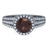 Art Deco Round Natural Stone Stackable Ring