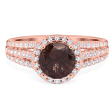 Art Deco Round Natural Stone Stackable Ring