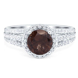 Art Deco Round Natural Stone Stackable Ring