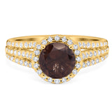 Art Deco Round Natural Stone Stackable Ring