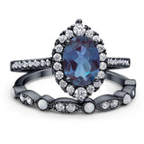 Art Deco Two Piece Oval Natural Stone Ring