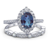 Art Deco Two Piece Oval Natural Stone Ring