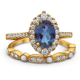 Art Deco Two Piece Oval Natural Stone Ring
